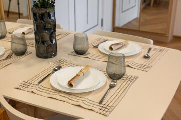 Elegant dining area with table setting