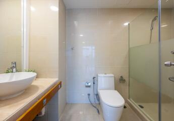 Modern bathroom with glass shower