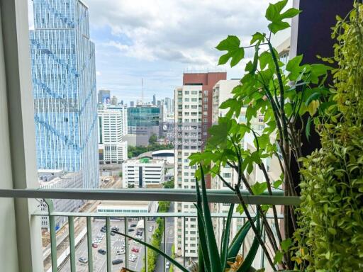 View from balcony overlooking cityscape