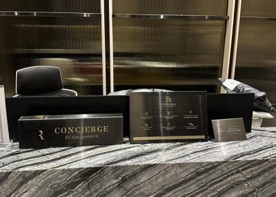 Concierge desk in a modern building lobby