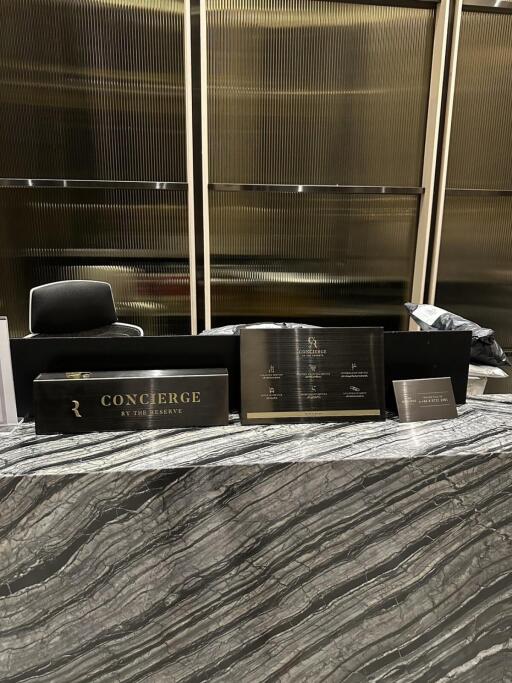 Concierge desk in a modern building lobby