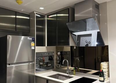 Modern kitchen with stainless steel appliances