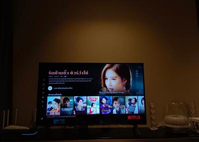 Television showing a Netflix screen in a living room