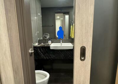 Modern bathroom with vanity and toilet