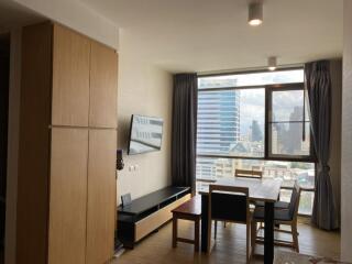 Modern living room with city view