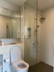 Modern bathroom with shower and toilet