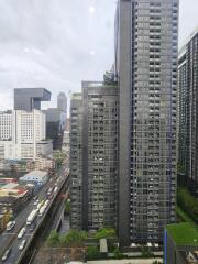 View of a tall modern building in a city