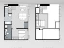 Floor plan for two-level property, Type D7