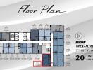 Floor plan of a residential building highlighting a specific unit