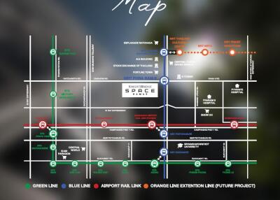 Map of transit lines and key locations around the property