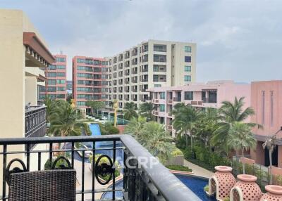 View of modern buildings from balcony