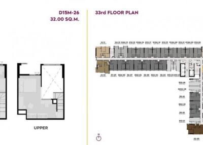 Floor plan showing layout of a specific unit and the 33rd floor