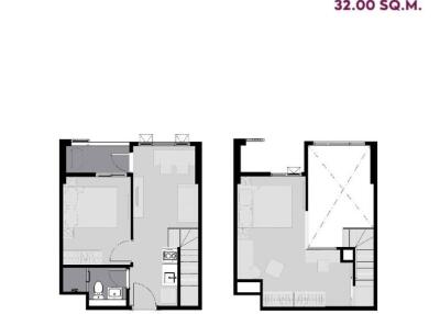 Floor plan layout of a 32 square meter property