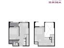 Floor plan layout of a 32 square meter property