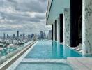 Infinity pool with city skyline view