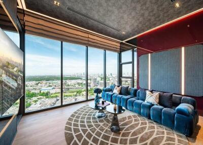 Modern living room with city view