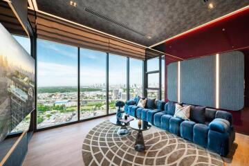 Modern living room with city view