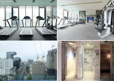 Modern gym with treadmills and strength training equipment