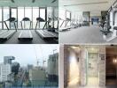 Modern gym with treadmills and strength training equipment