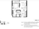 1D apartment floor plan, 34.50 - 34.75 square meters