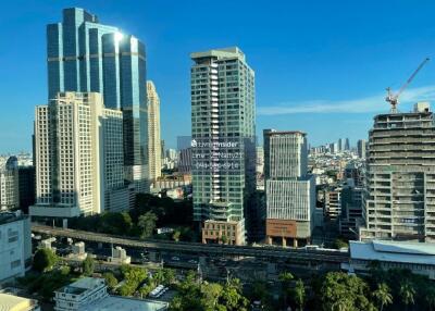 City skyline with various high-rise buildings and infrastructure