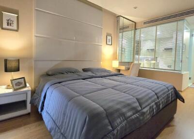 Modern bedroom with double bed and en-suite bathroom