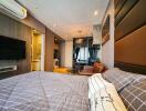 Modern bedroom with adjoining living area