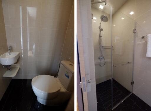 Modern bathroom with toilet and shower