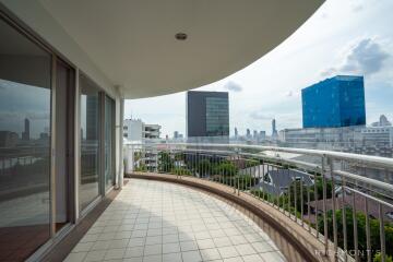 Spacious balcony with city view