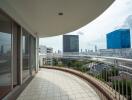 Spacious balcony with city view