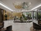 Modern and elegant lobby area with stylish decor and seating