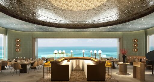 Luxury dining area with ocean view