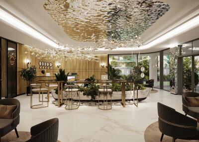 Modern and luxurious hotel lobby with contemporary decor