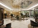 Modern and luxurious hotel lobby with contemporary decor