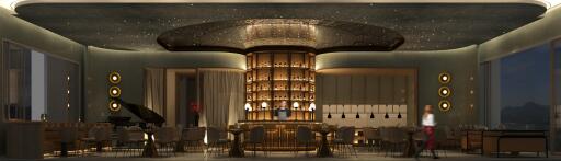 Elegant restaurant with round central bar