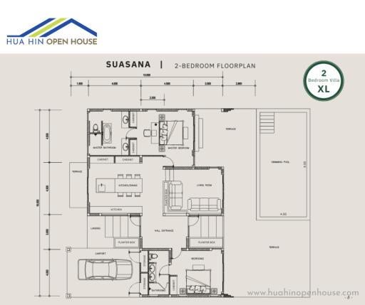 2-bedroom villa floor plan