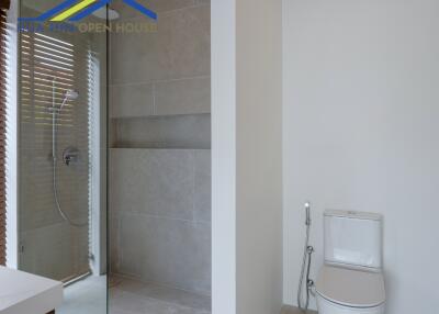 Modern bathroom with shower and toilet