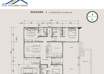 Floorplan for 3-bedroom villa