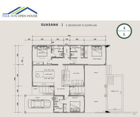 Floorplan for 3-bedroom villa