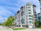 Modern apartment building exterior with multiple balconies