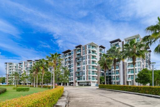 Residential buildings with landscaped surroundings