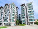 Modern apartment buildings with balconies