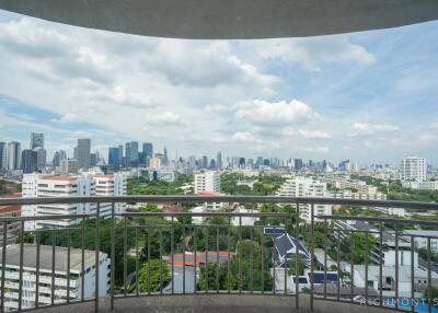 View from the balcony overlooking the city skyline