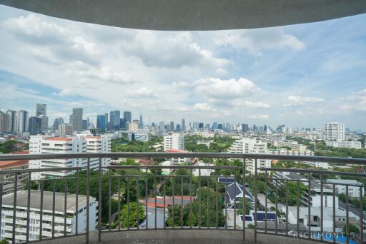 View from the balcony overlooking the city skyline