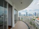 Large balcony with city skyline view