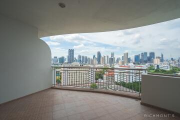 Spacious balcony with panoramic city view