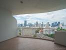 Spacious balcony with panoramic city view