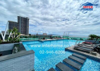 Rooftop swimming pool with city and ocean view