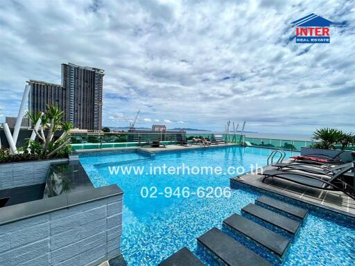 Rooftop swimming pool with city and ocean view