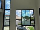 Bright living room with large windows